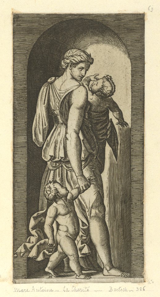 Charity personified by a woman with two childen, from 'The Virtues' MET DP854379