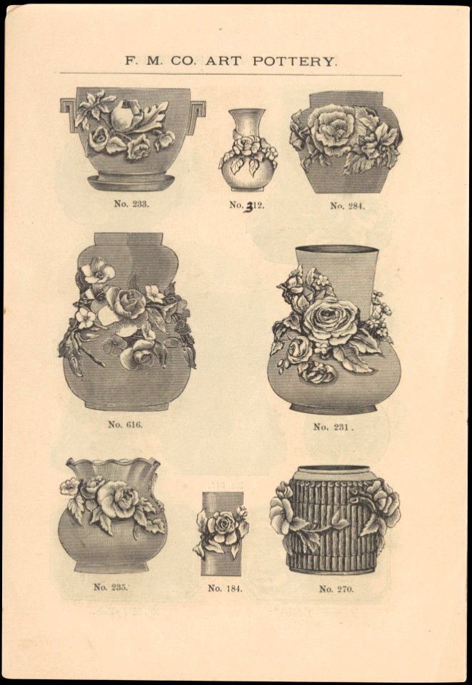 Catalogue of the F.M. Co., Art Pottery, Barbotine Vases, Baskets, Jardineres, &c. MET DP241620