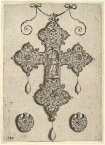 Cross-Shaped Pendant Design with Hope Standing in a Circular Temple MET DP837437