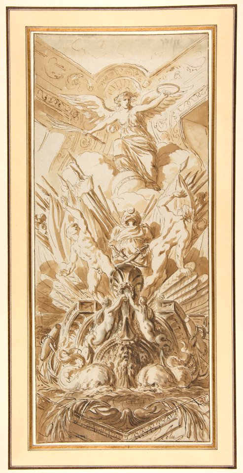 Corner of the Ambassador's Staircase at Versailles (recto); Sketches of Figures and Dolphins (verso) MET DP811590