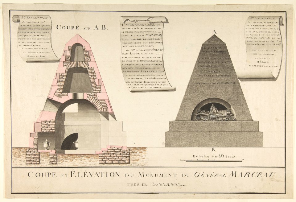 Cross-Section and Elevation of the Funeral Monument for General François Séverin Marceau (1769-1796) MET DP812519