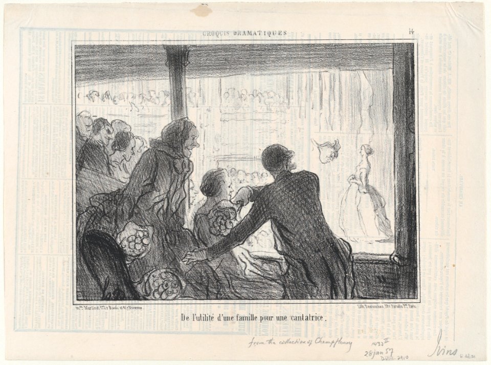 De l'utilité d'une famille pour une cantatrice, from Croquis Parisiens, published in Le Charivari, January 28, 1857 MET DP876632
