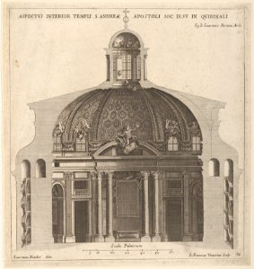 Cross-section of the church of Sant'Andrea al Quirinale, Rome, showing lantern, cupola, and altar MET DP832568