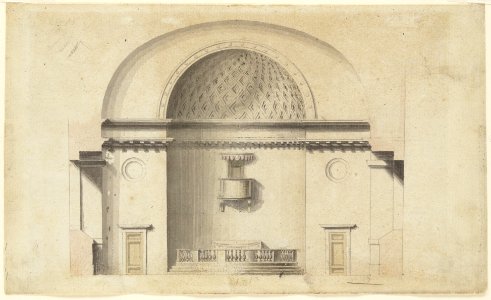 Cross-section of a chapel (?); verso- Pavillion in Neogothic style MET DP167479