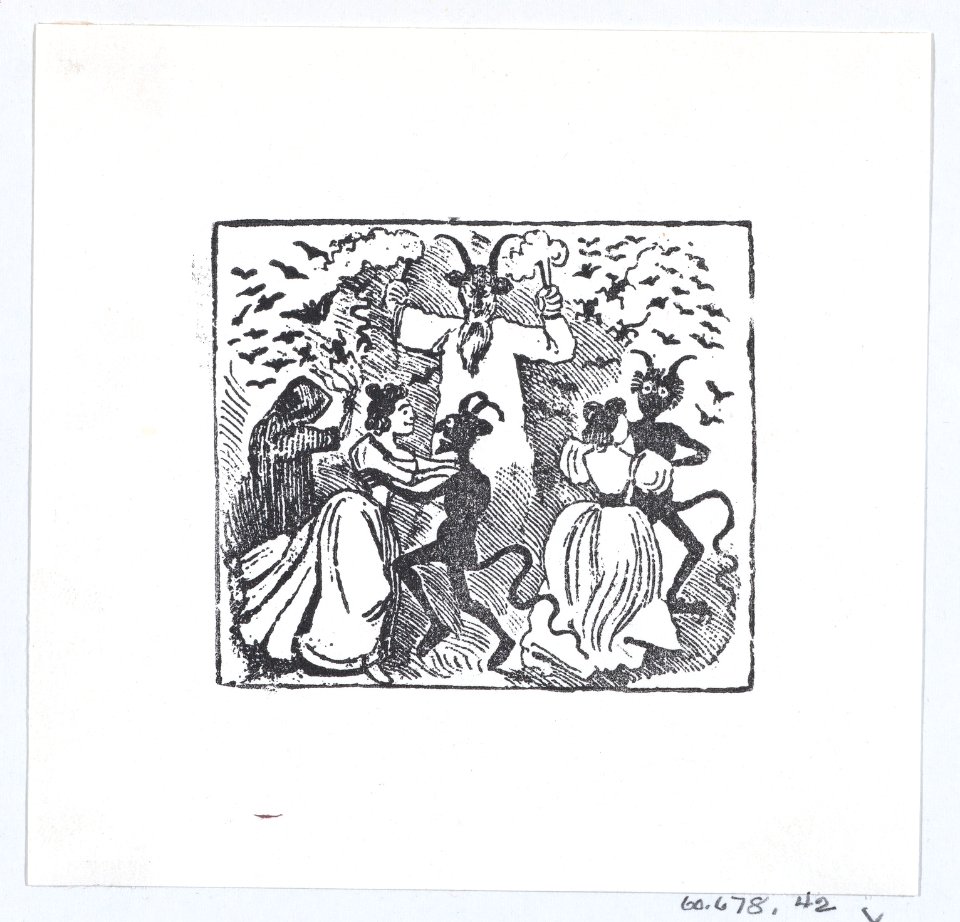 Demons dancing with women and bats flying through the sky MET DP869399