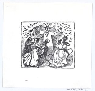 Demons dancing with women and bats flying through the sky MET DP869399
