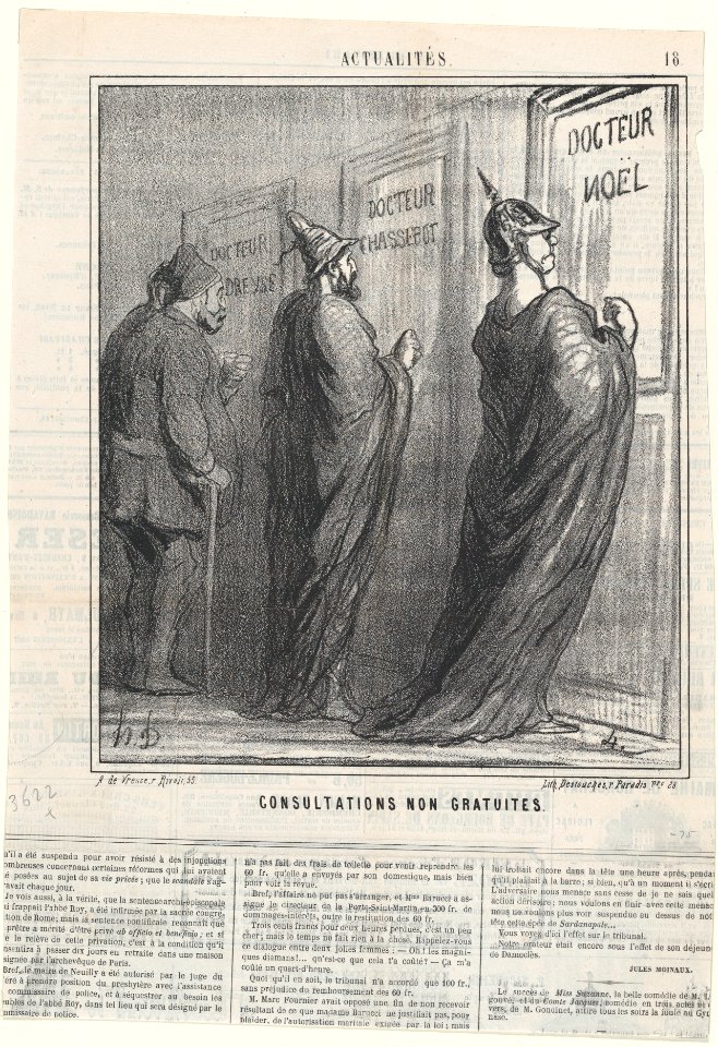 Consultations that are not free of charge, from 'News of the day,' published in Le Charivari, February 3, 1868 MET DP877708