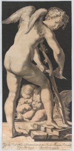 Cupid sharpening his bow Met DP885717