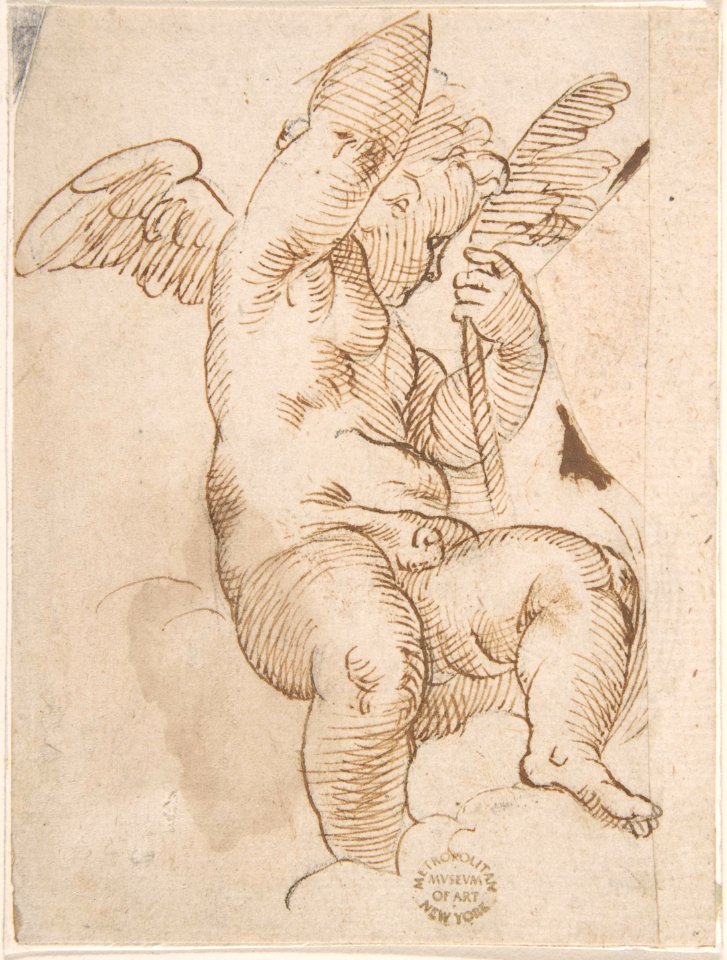 Cupid Seated on a Cloud and Holding a Palm (?) MET DP801932
