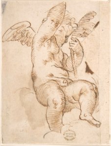 Cupid Seated on a Cloud and Holding a Palm (?) MET DP801932