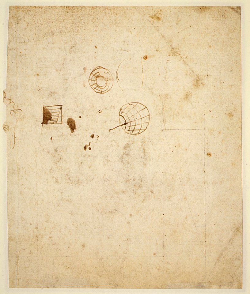 Compositional Sketches for the Virgin Adoring the Christ Child, with and without the Infant St. John the Baptist; Diagram of a Perspectival Projection (recto); Slight Doodles (verso) MET dp17.142.1v.R