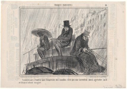 Commençant à trouver que l'imperiale des omnibus..., from Croquis Parisiens, published in Le Charivari, February 10, 1858 MET DP876683