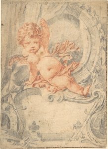 Cupid posed in an Ornamental Cartouche MET DP808760