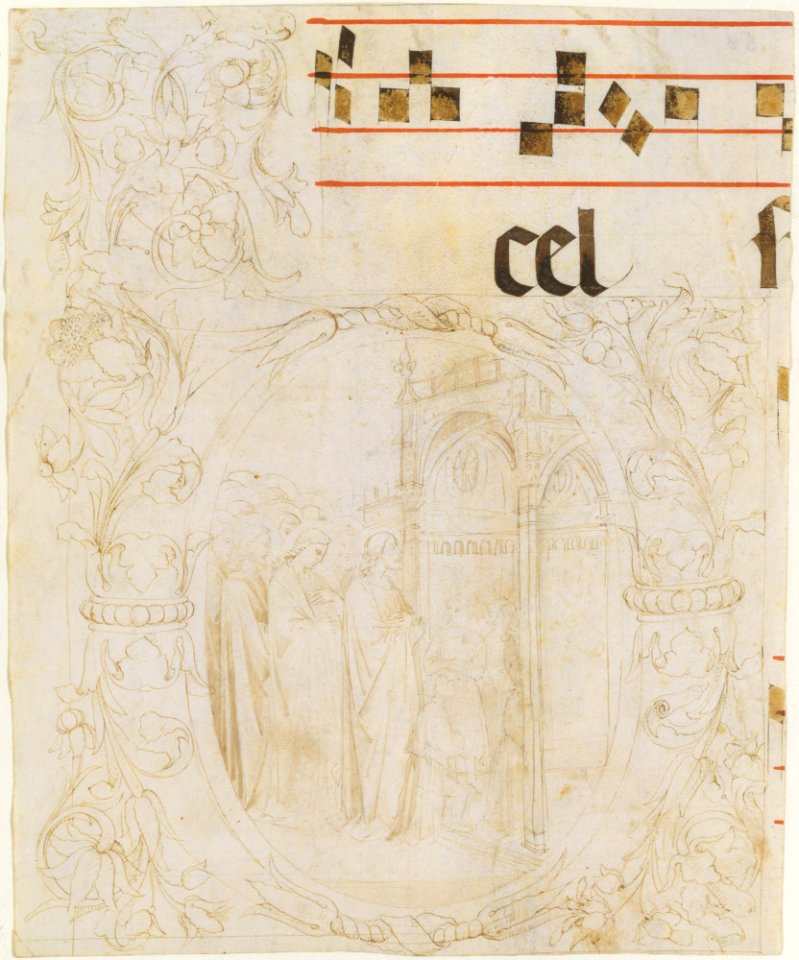 Decorated Initial with Scene of Christ Entering the Temple. MET DT4500