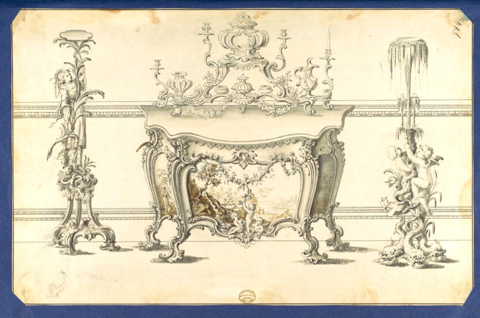 Commode Table and Candlestands, in Chippendale Drawings, Vol. I MET DP104172