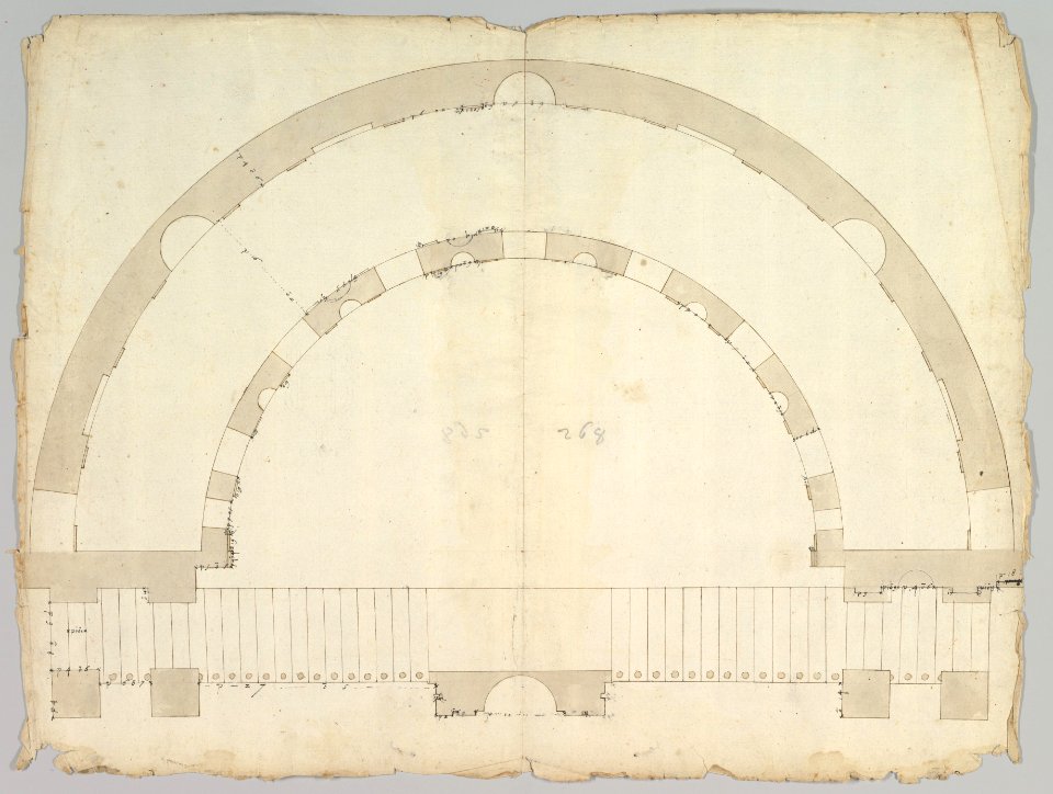 Cortile del Belvedere, Upper Courtyard, stair, plan (recto) blank (verso) MET DP819291