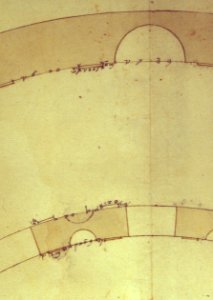 Cortile del Belvedere, Upper Courtyard, stair, plan (recto) blank (verso) MET sf49 92 72r-dtl08