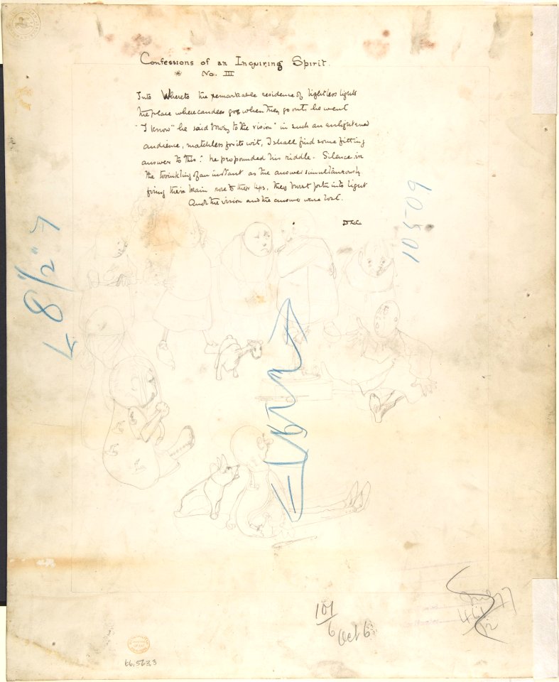 Confessions of an Inquiring Spirit, No. 3 (recto); Study for a scene with ten imaginary creatures (verso) MET DP804092