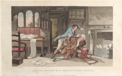 Conflict Between Quae Genus and Lawyer Gripe-all, from "The History of Johnny Quae Genus, The Little Foundling of the Late Doctor Syntax" MET DP884144