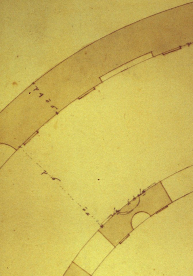 Cortile del Belvedere, Upper Courtyard, stair, plan (recto) blank (verso) MET sf49 92 72r-dtl07