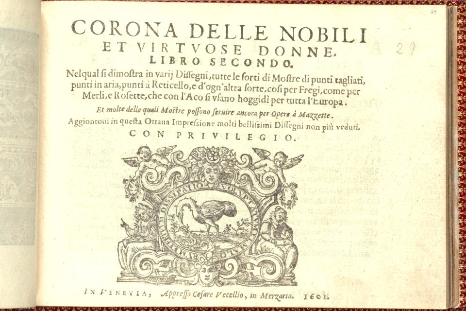 Corona delle Nobili et Virtuose Donne- Libro I-IV, page 29 (recto) MET DP353674