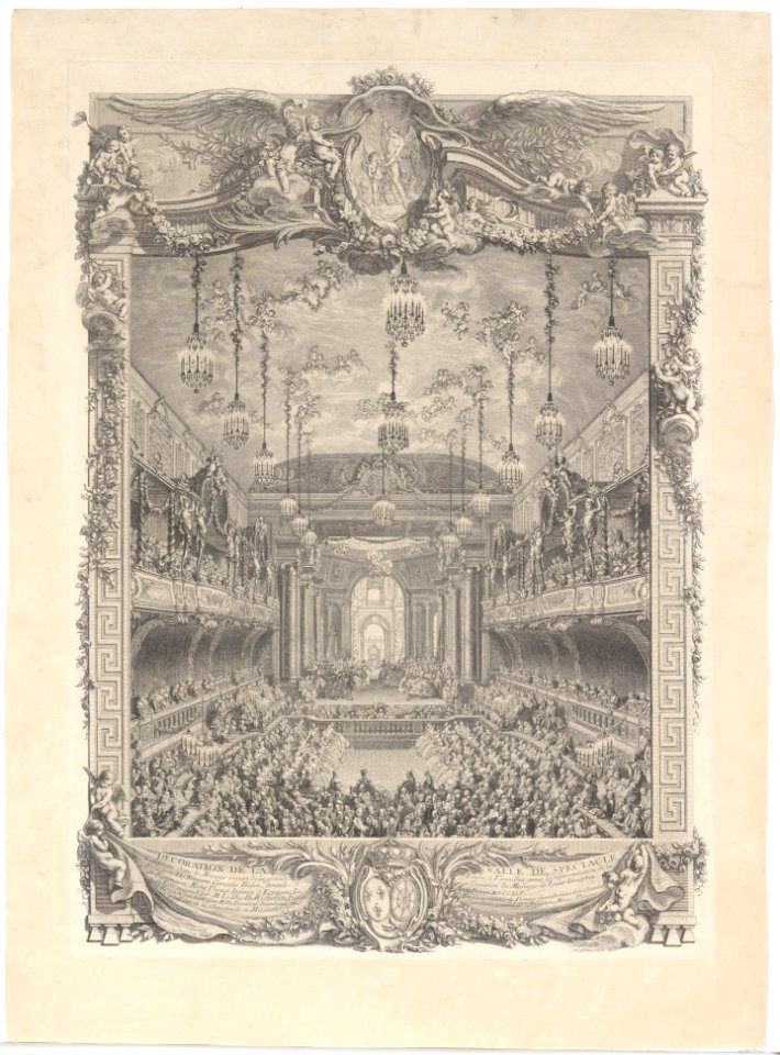 Decoration de la salle de spectacle construite a Versailles pour la representation de la Princesse de Navarre MET DP209717