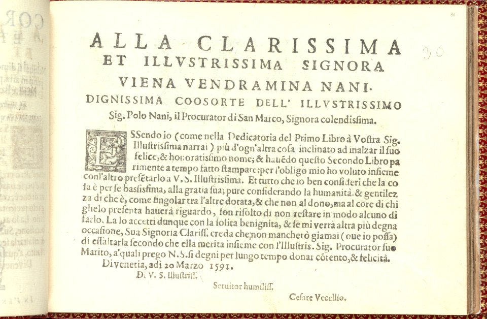 Corona delle Nobili et Virtuose Donne- Libro I-IV, page 30 (recto) MET DP353675