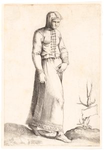 Costume Plate- Woman with Hooded Garment MET DP163373