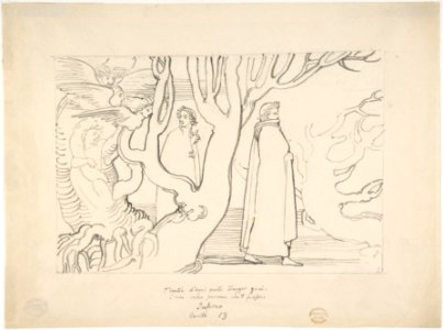 Dante and Virgil in the Suicidal Wood (Inferno, Canto 13, verses 22-23) MET DP804224