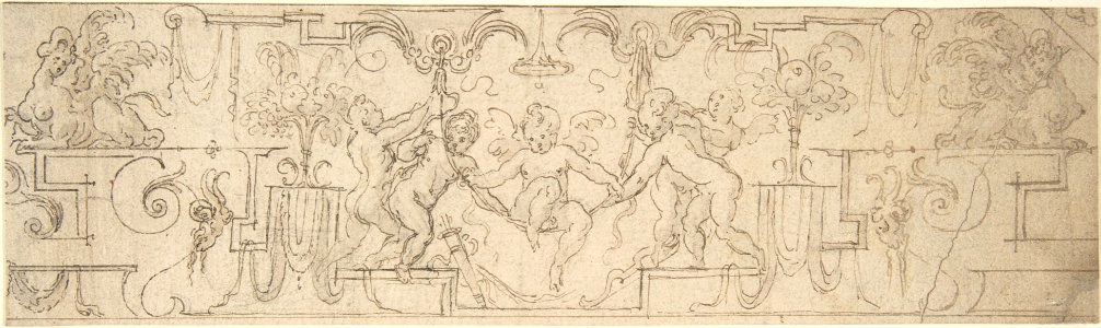 Decorative Frieze with Putti Playing on a Swing MET DP802016
