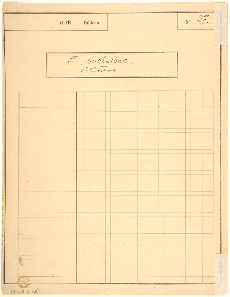 Costume Design for "Touchstone" -a-; Descriptive Sheet of Costume and Accessories -b- MET DP805195