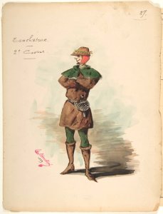 Costume Design for "Touchstone" -a-; Descriptive Sheet of Costume and Accessories -b- MET DP805193