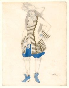 Costume Design for a Courtier, likely for the Ballet 'La Belle au Bois Dormant' (Sleeping Beauty), premiered at the Alhambra Theatre in London, 1921 MET DP859237