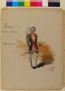 Costume Design for "Officiers du duc Frédéric" -a-; Descriptive Sheet of Costume Accessories -b- MET 69.683.8a, b