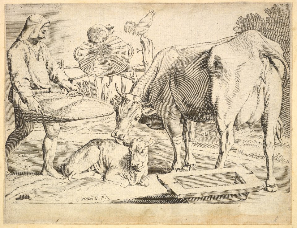 Country Scene with a Peasant, Cow and Calf MET DP822436