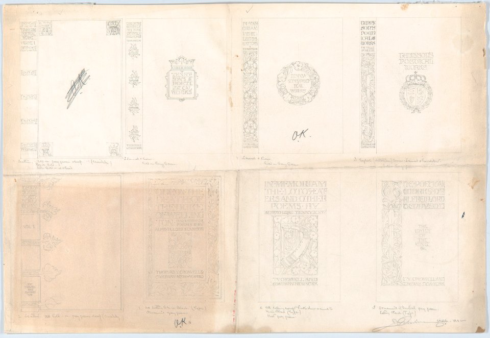 Cover Designs for an edition of Tennyson's Poems, published by Thomas Y. Crowell MET DP860131
