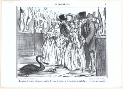 Décidément, ce qui, cette année, obtient le plus de succès à l'exposition de sculpture..., from Le Salon de 1857, published in Le Charivari, July 21, 1857 MET DP876653