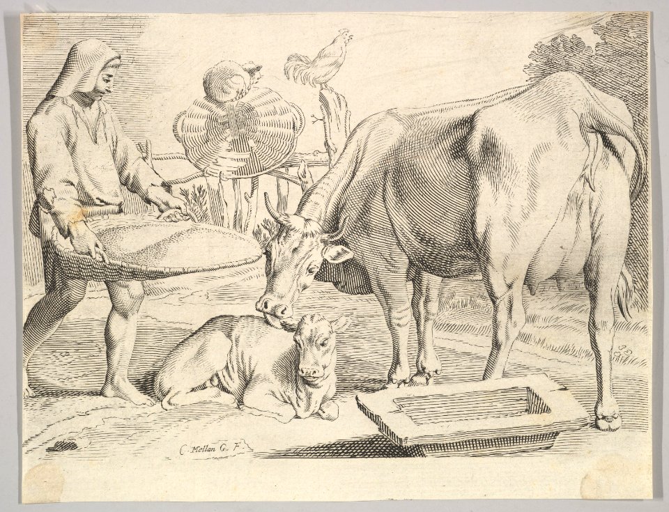 Country Scene with a Peasant, Cow and Calf MET DP822435