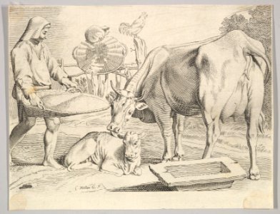 Country Scene with a Peasant, Cow and Calf MET DP822435