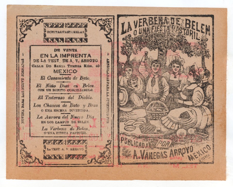 Cover for 'La Verbena de Belen o Una Fiesta Pastoril", people having a picnic in a field MET DP868400
