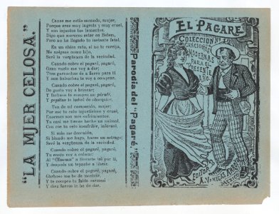 Cover for 'El Pagare', a man holding a cigarette and gesturing to a woman holding a shawl MET DP868383