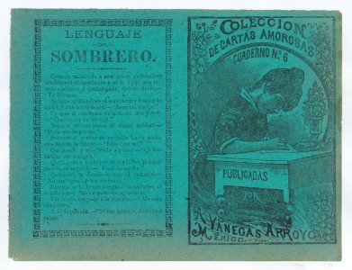 Cover for 'Coleccion de Cartas Amorosas Cuaderno No. 6', a young woman writing a letter at a desk MET DP868379