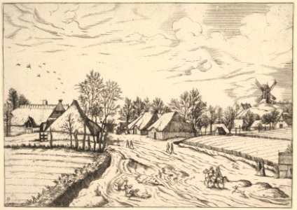 Country Village with Post Mill from Multifariarum casularum ruriumque lineamenta curiose ad vivum expressa MET DP825661