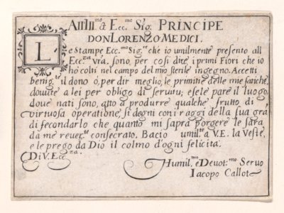 Dedication to Lorenzo de'Medici, from Les Caprices Series A, The Florence Set Met DP888280