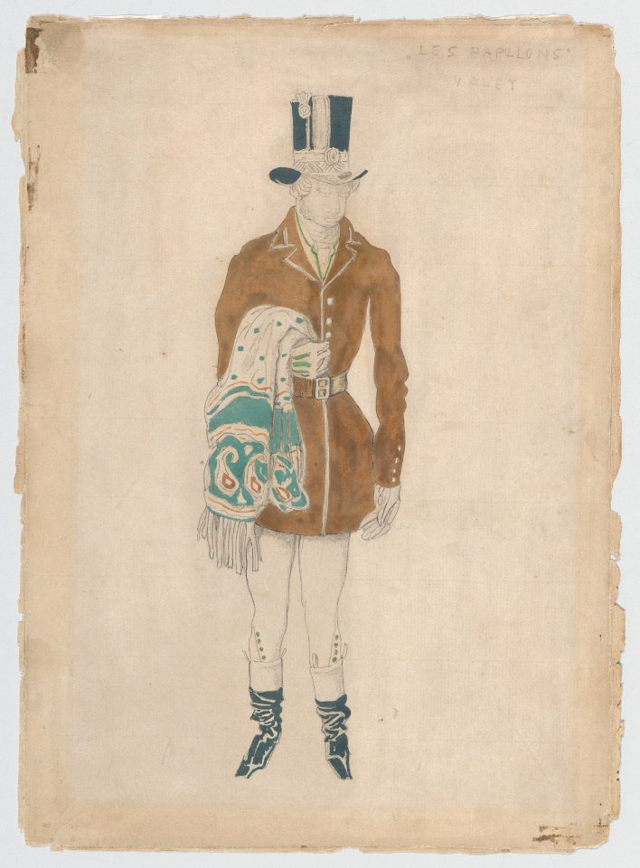 Costume Design for a Valet, likely for the Ballet 'Les Papillons', premiered at the Théâtre de Monte-Carlo, 1914 MET DP858624