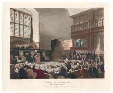 Court of Exchequer, Westminster Hall (Microcosm of London, plate 25) MET DP873998