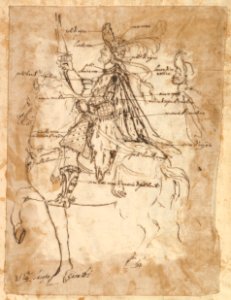 Costume design for Jacopo Giraldi, depicted on horse back MET DP823547