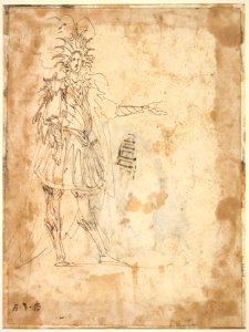 Costume Design with a Large Headdress and Long Cape MET DP823545