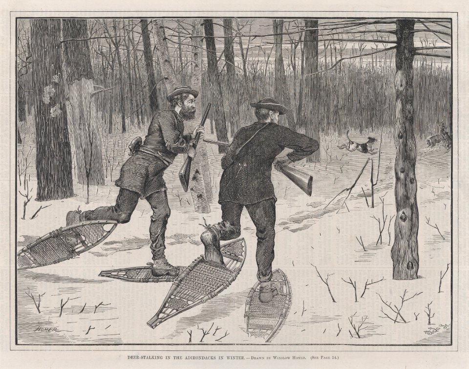 Deer-Stalking in the Adirondacks in Winter – Drawn by Winslow Homer (Every Saturday, Vol. II, New Series) MET DP875247