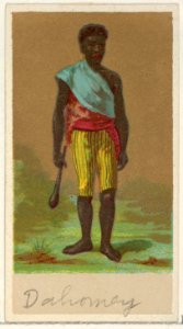 Dahomey, from the Natives in Costume series (N16), Teofani Issue, for Allen & Ginter Cigarettes Brands MET DP834872. Free illustration for personal and commercial use.